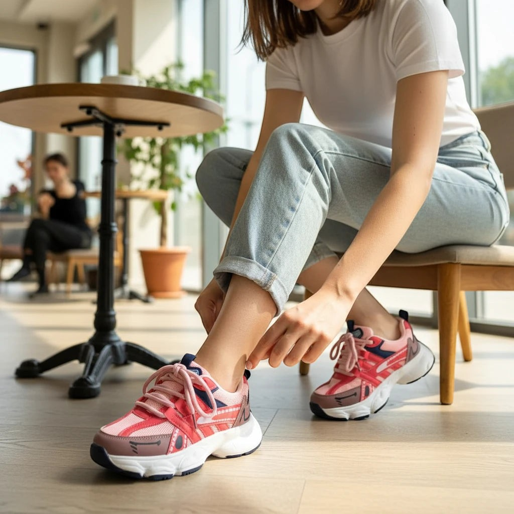 Espadrille sport roses et blanches pour enfants avec lacets et semelle épaisse pour un confort optimal